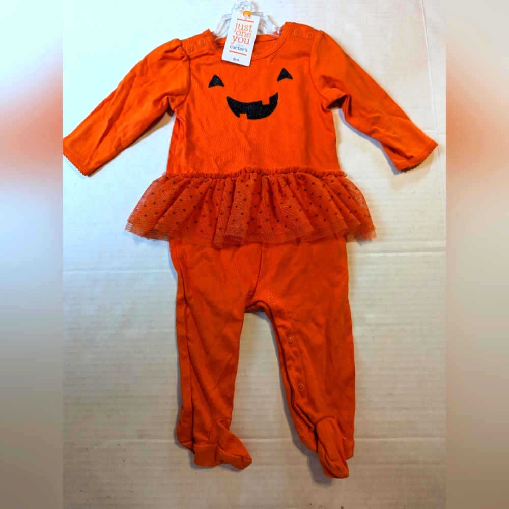 Carter's Infant Girls One Piece Halloween Pumpkin Outfit Size 6 Months BNWT